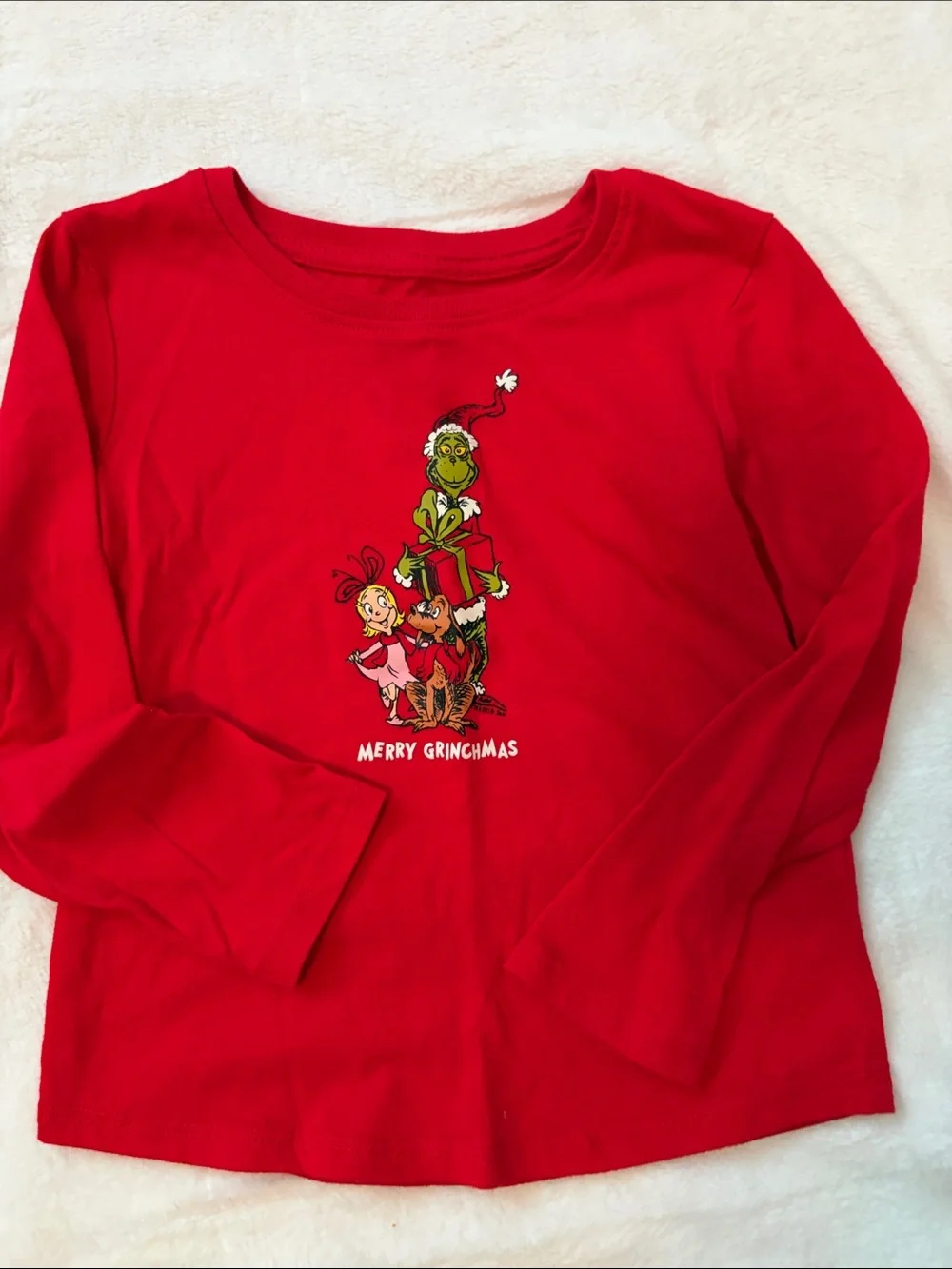 Kids Red Grinch Pajama Set with Holiday Print Pants